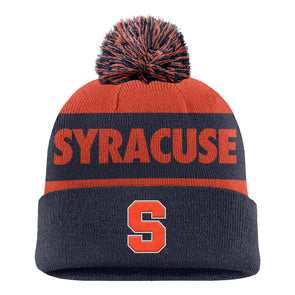 Nike Youth Syracuse Stripe Peak Beanie with Pom
