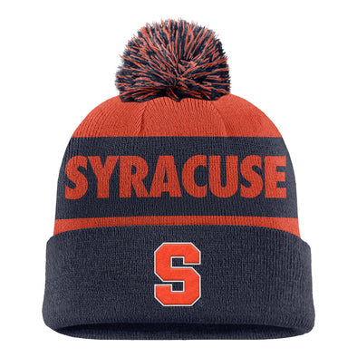 Nike Youth Syracuse Stripe Peak Beanie with Pom
