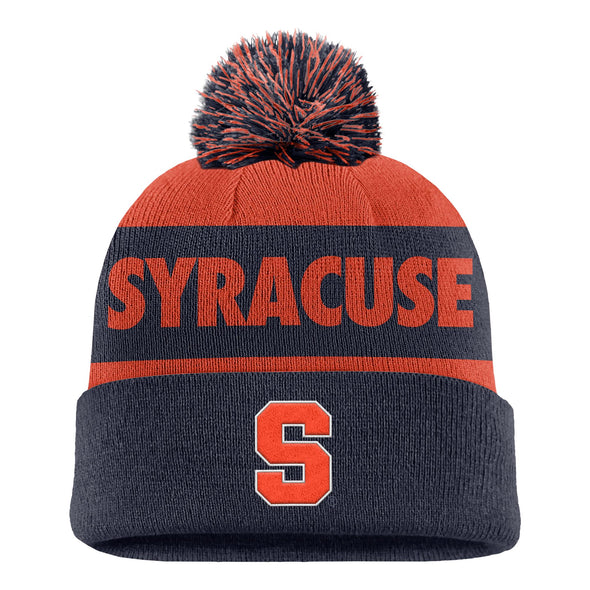 Nike Youth Syracuse Stripe Peak Beanie with Pom