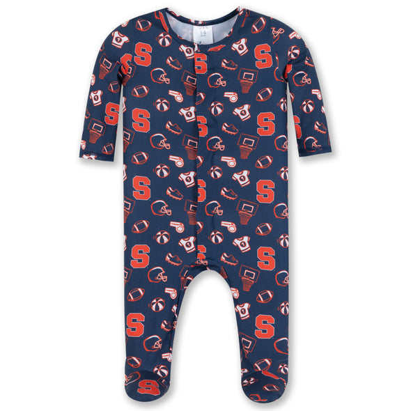Zoozatz Infant Syracuse Sport Patterned Footie Onesie