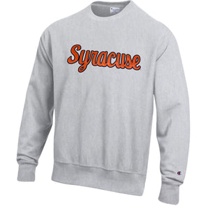 Champion Heavyweight Reverse Weave Script Syracuse Tackle Twill Crew Neck Sweatshirt