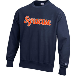 Champion Heavyweight Reverse Weave Script Syracuse Tackle Twill Crew Neck Sweatshirt