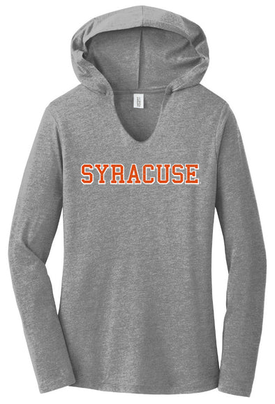 District Women's Distressed Syracuse Tri-blend V-Neck Hoodie