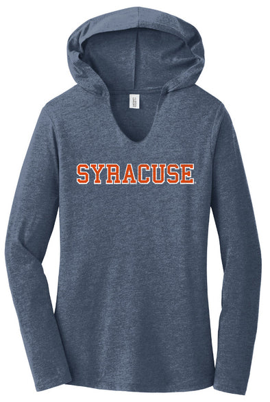 District Women's Distressed Syracuse Tri-blend V-Neck Hoodie