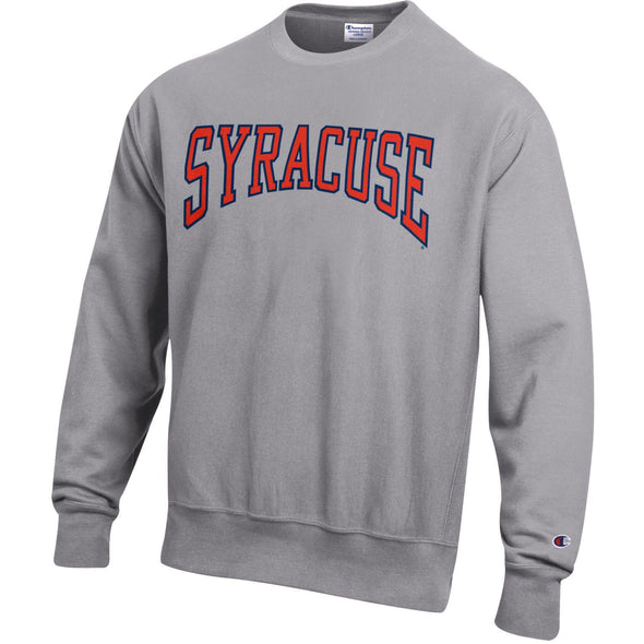Champion Oxford Grey Heavyweight Reverse Weave Syracuse Flat Top Crew Neck Sweatshirt