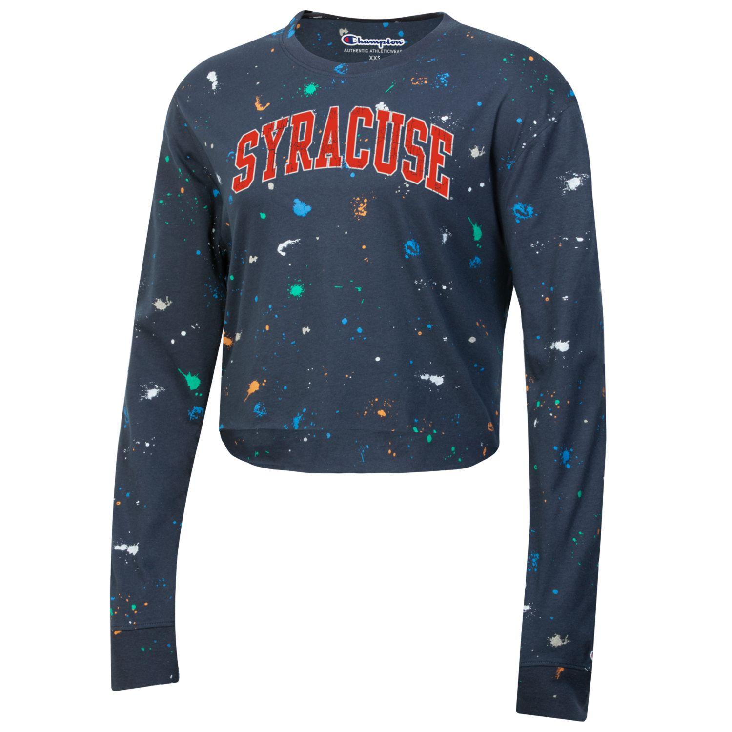 Champion Women s Paint Drop Cropped Long Sleeve Navy Small