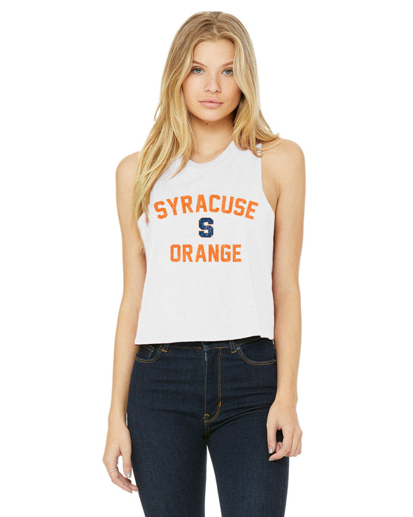 Bella + Canvas Women's Syracuse Orange Racerback Cropped Tank