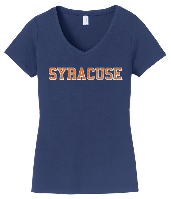 Port & Company Women's Distressed Syracuse V-Neck